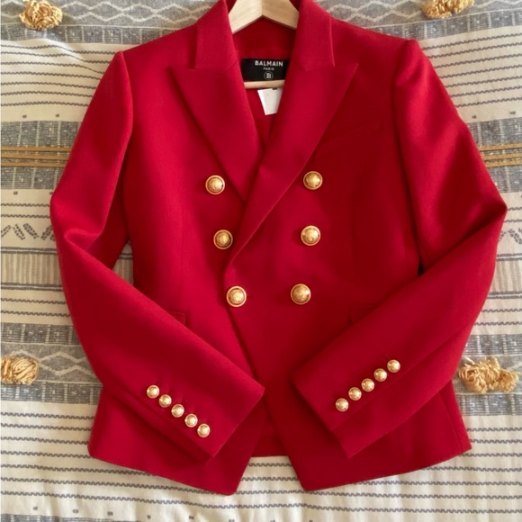 NWT Balmain blazer Grain De Poudre Double Breasted Jacket size 38 - Picture 4 of 13